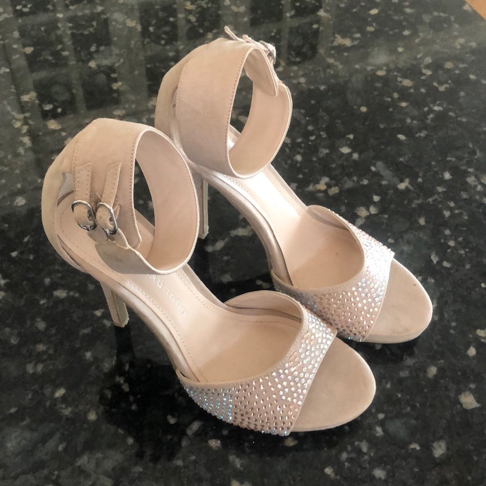 Chinese Laundry sequined ankle strap high heels.